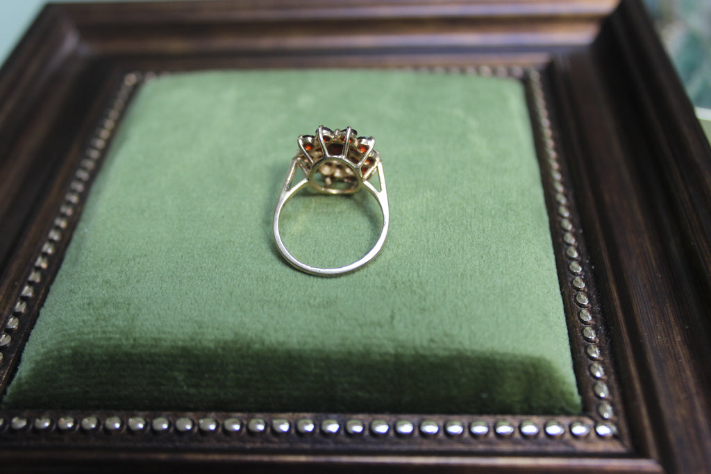 Vintage 9ct Gold Natural Garnet Cluster Ring – Sheffield Hallmarked 1976