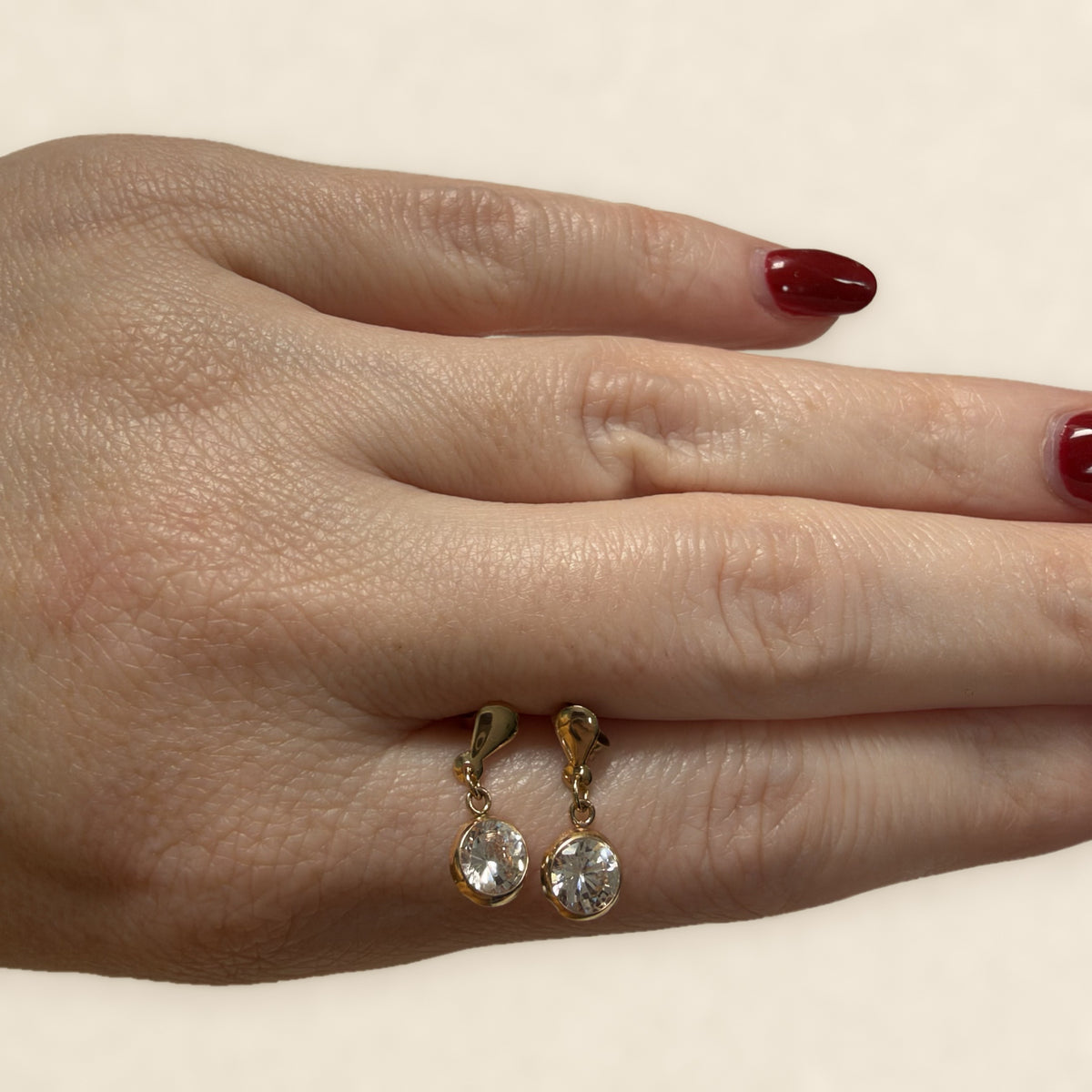9ct Gold Bezel-Set Solitaire Drop Earrings