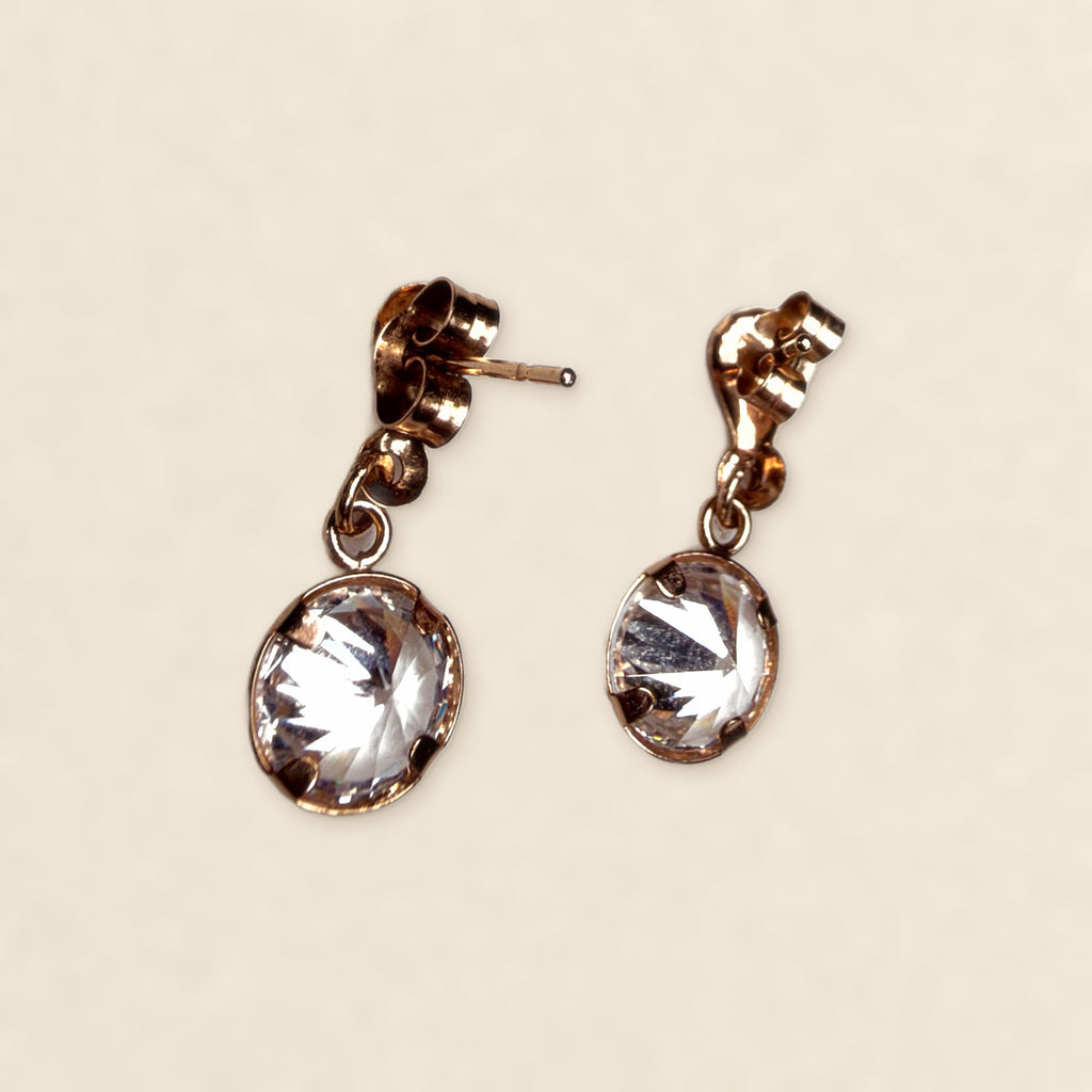 9ct Gold Bezel-Set Solitaire Drop Earrings