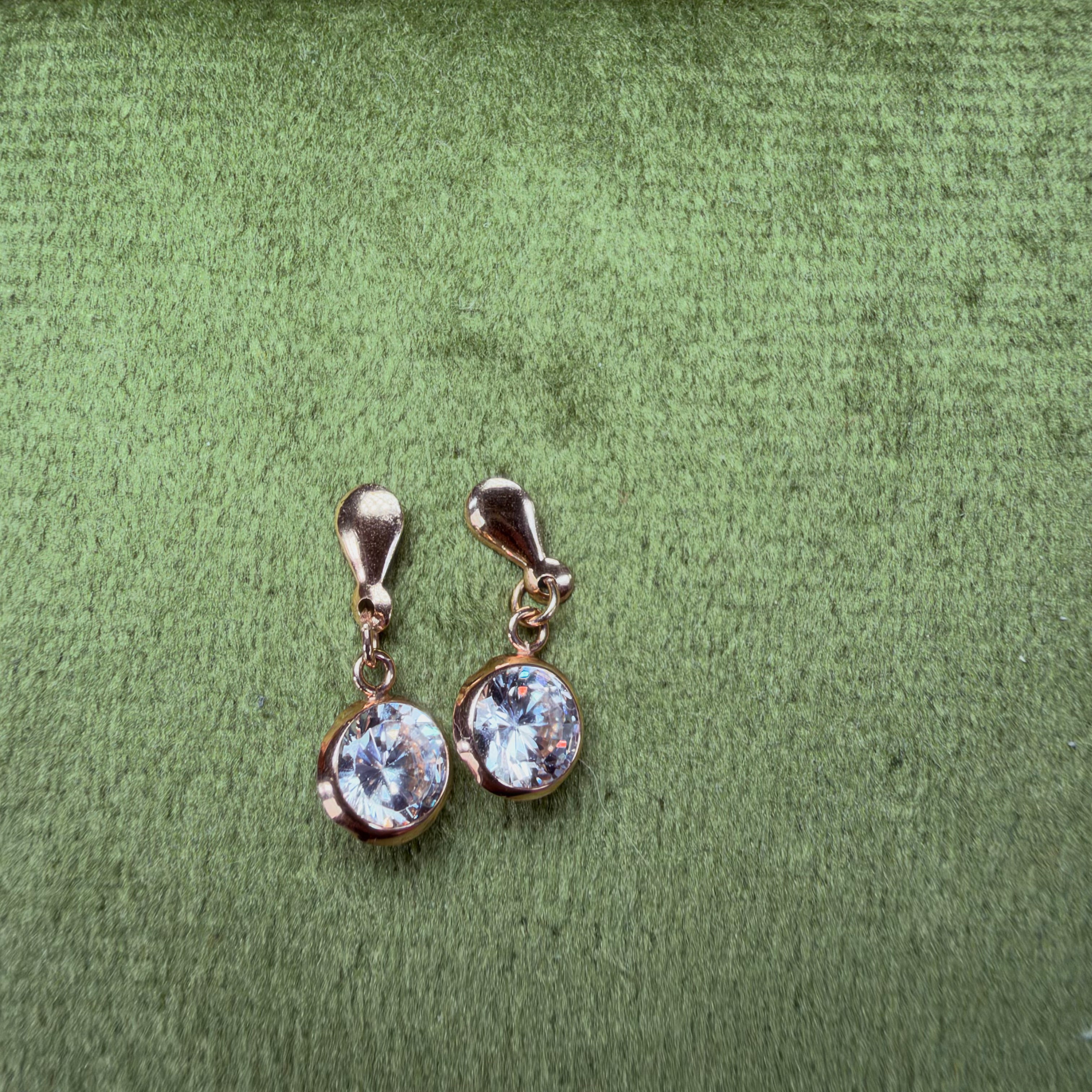 9ct Gold Bezel-Set Solitaire Drop Earrings
