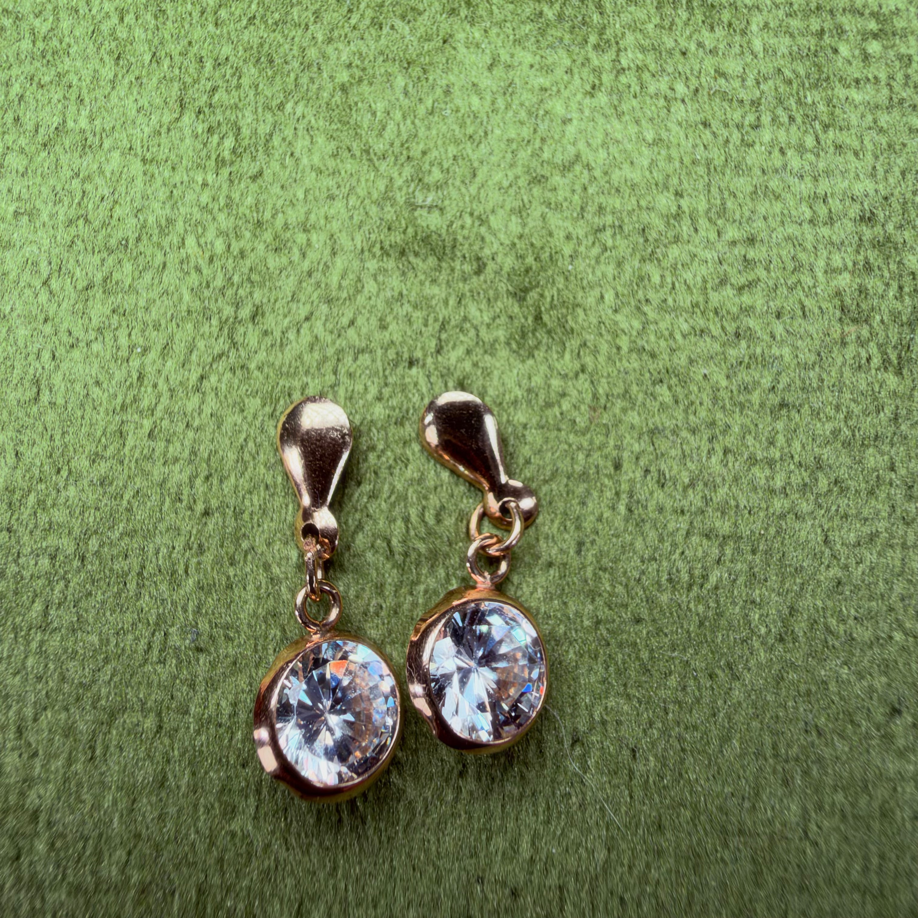 9ct Gold Bezel-Set Solitaire Drop Earrings