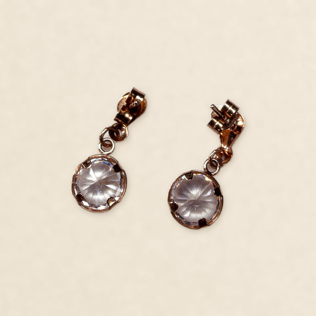 9ct Gold Bezel-Set Solitaire Drop Earrings
