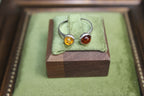 Silver Ring with Two-Tone Amber Balls