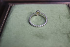 Light Amber Stone Silver Ring with Ball Band