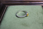 Light Amber Stone Silver Ring with Ball Band