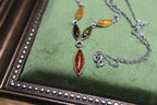 Vintage Amber and Sterling Silver Graduated Necklace