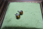 Vintage Amber and Sterling Silver Stud Earrings