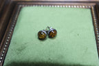 Vintage Amber and Sterling Silver Stud Earrings