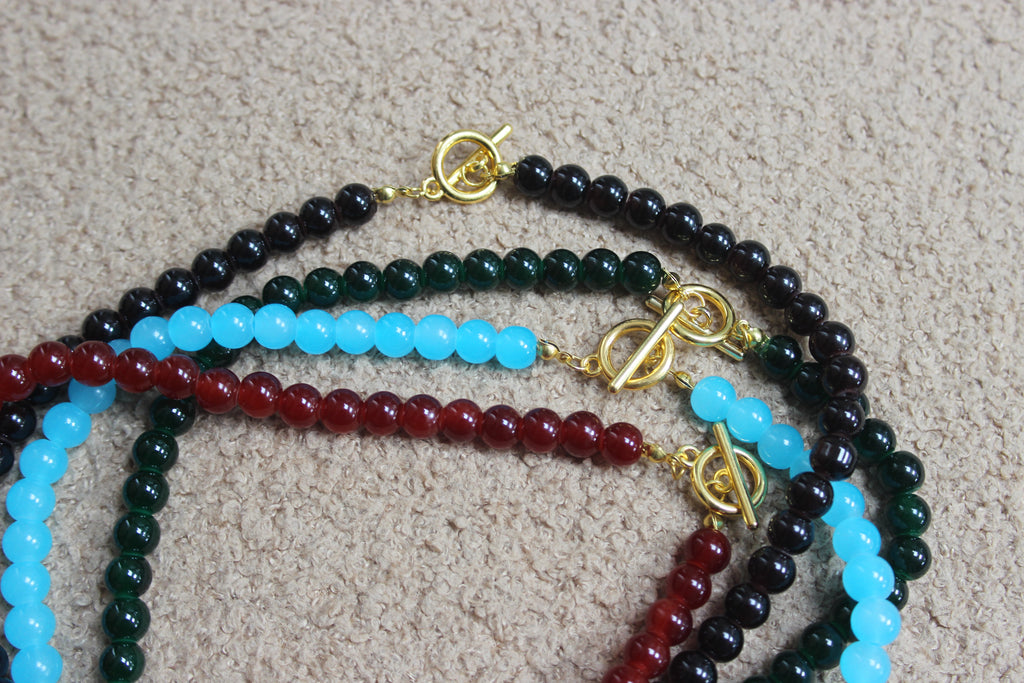 Brown Beaded T-Bar Chain