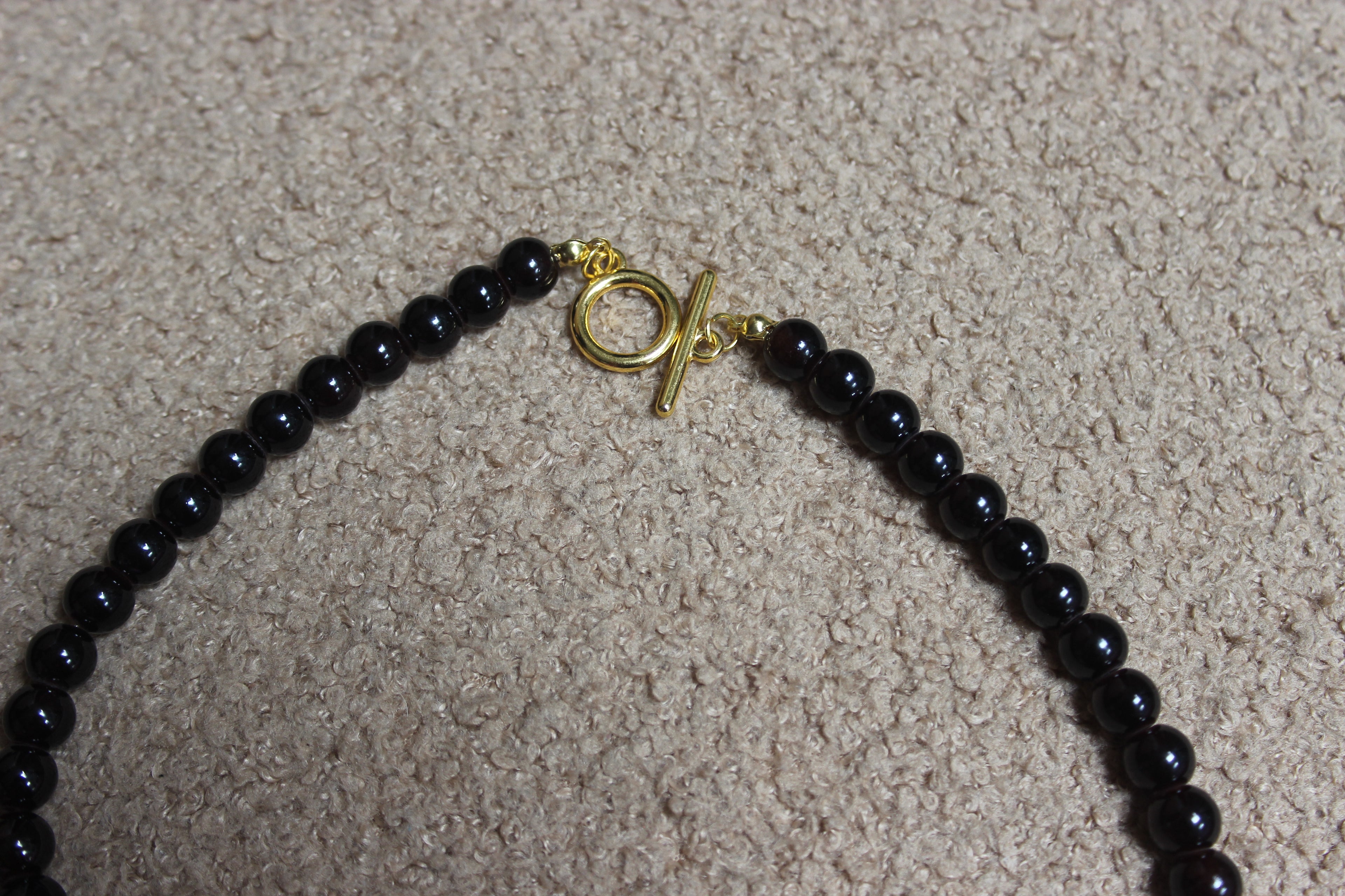 Brown Beaded T-Bar Chain