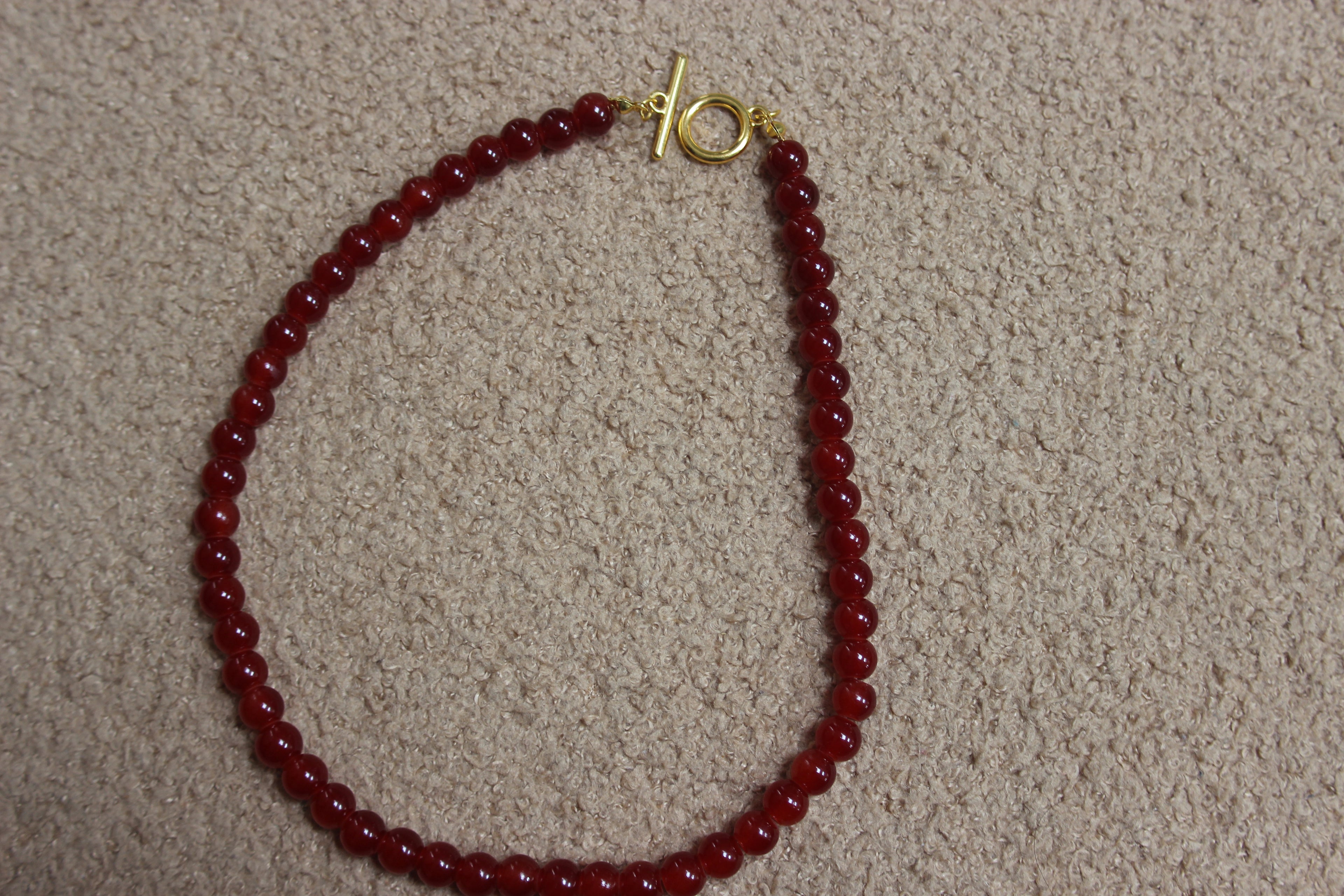 Red Beaded T-Bar Necklace