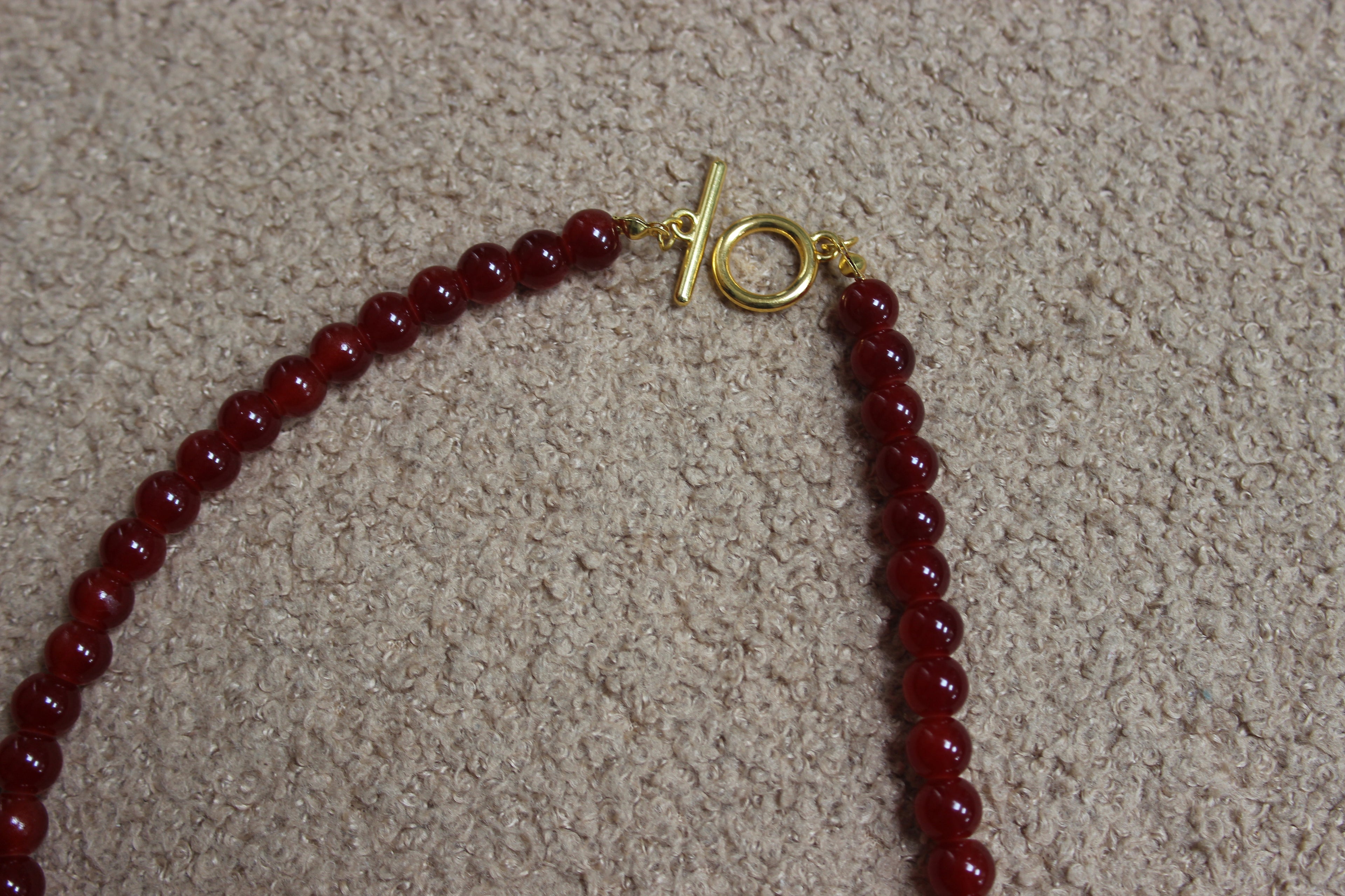 Red Beaded T-Bar Necklace