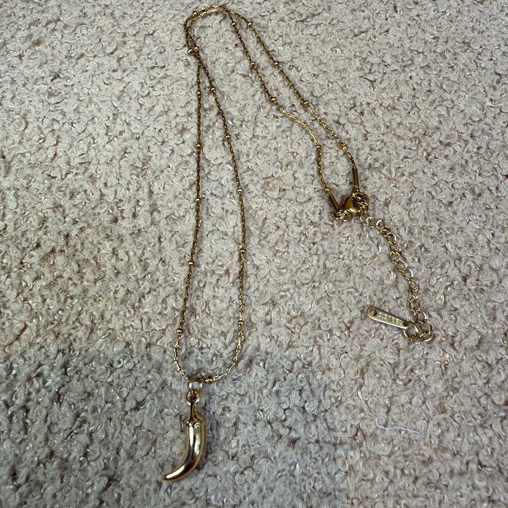 Gold Chilli Pepper Pendant Necklace – Stainless Steel