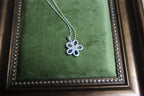 Flower Shaped Amber Pendant Sterling Silver Necklace