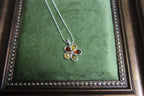 Flower Shaped Amber Pendant Sterling Silver Necklace