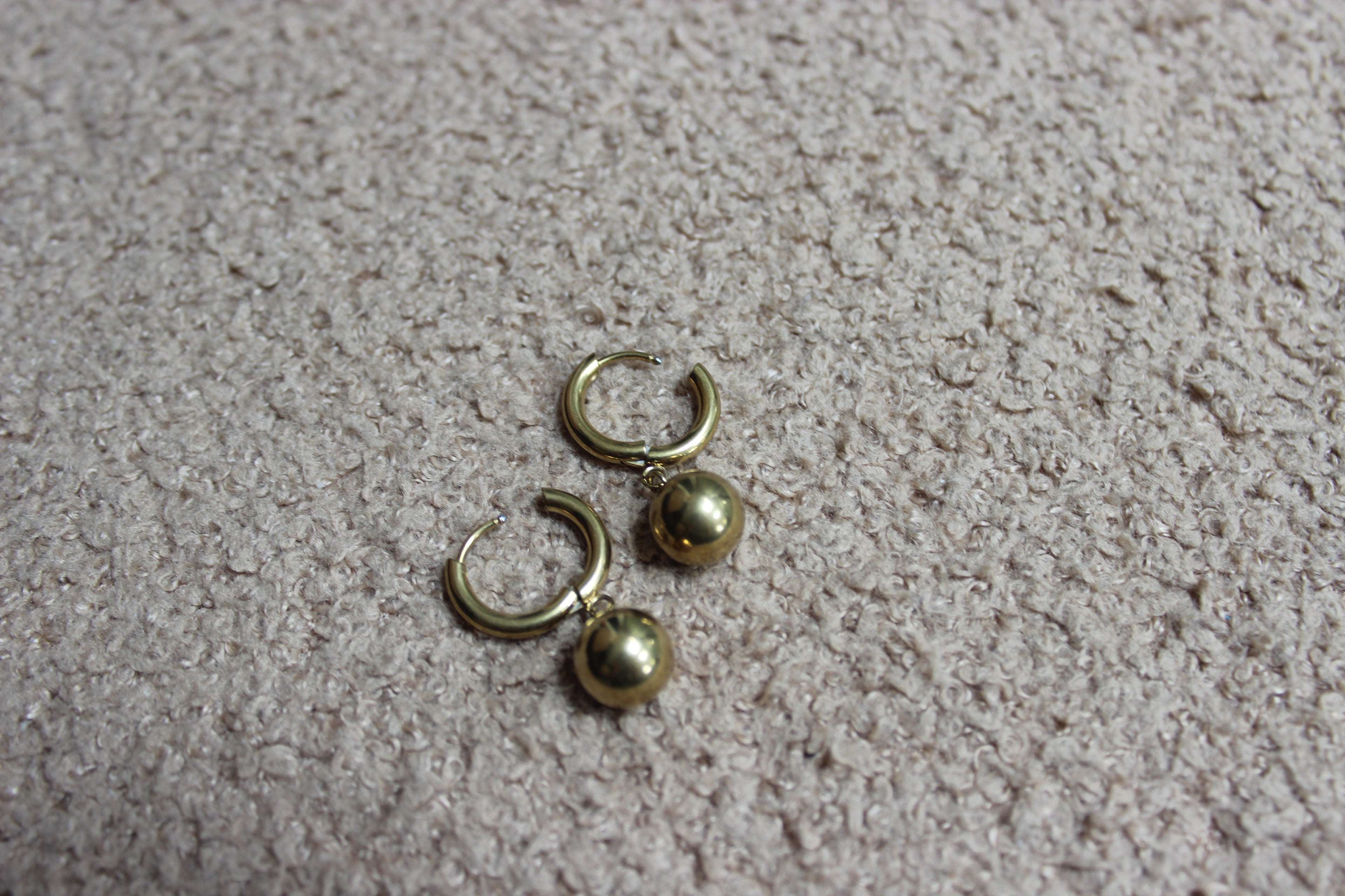 Gold Hoop Earrings with Ball Accent