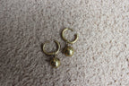 Gold Hoop Earrings with Ball Accent