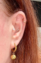 Gold Hoop Earrings with Ball Accent