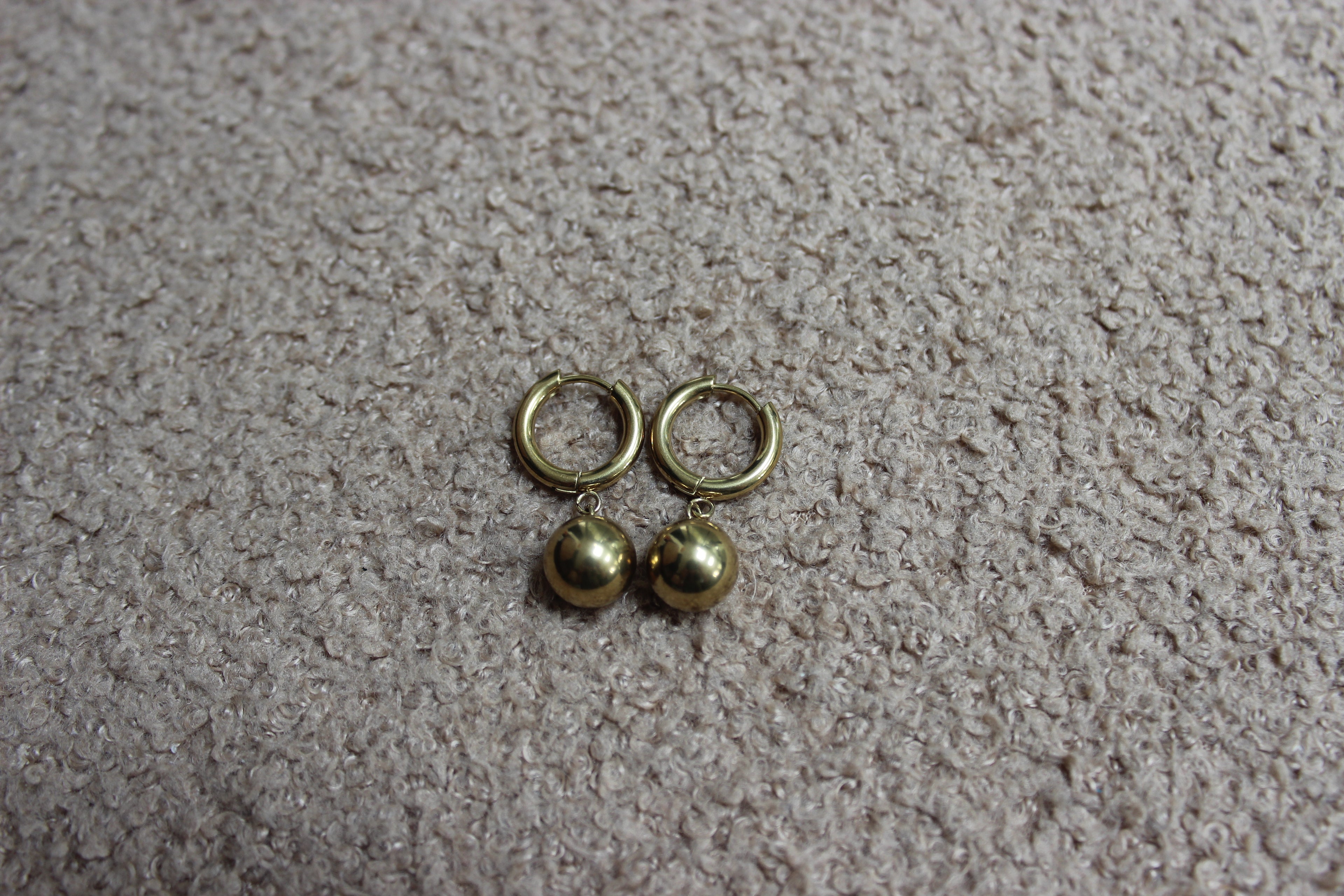 Gold Hoop Earrings with Ball Accent