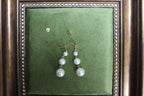 Vintage 9ct Gold Graduated Pearl Drop Earrings | Trefoil Stud Top (close-up) – The Nook