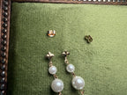 Vintage 9ct Gold Graduated Pearl Drop Earrings | Trefoil Stud Top (back view) – The Nook