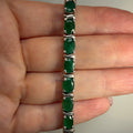 Vintage Sterling Silver Green Onyx Tennis Bracelet