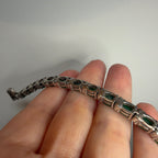 Vintage Sterling Silver Green Onyx Tennis Bracelet