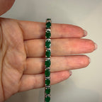 Vintage Sterling Silver Green Onyx Tennis Bracelet