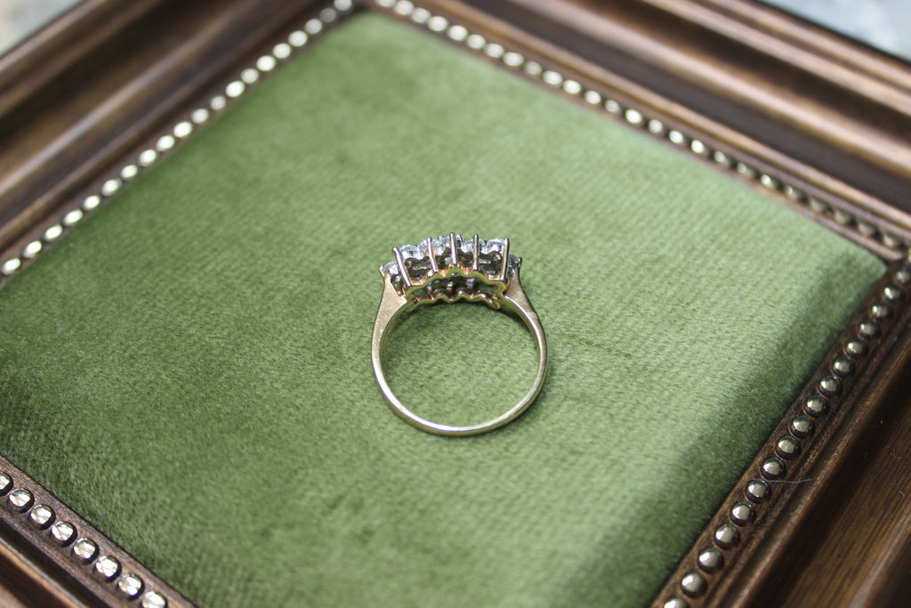 9ct Gold Art Deco Style Dress Ring with White Cubic Zirconia