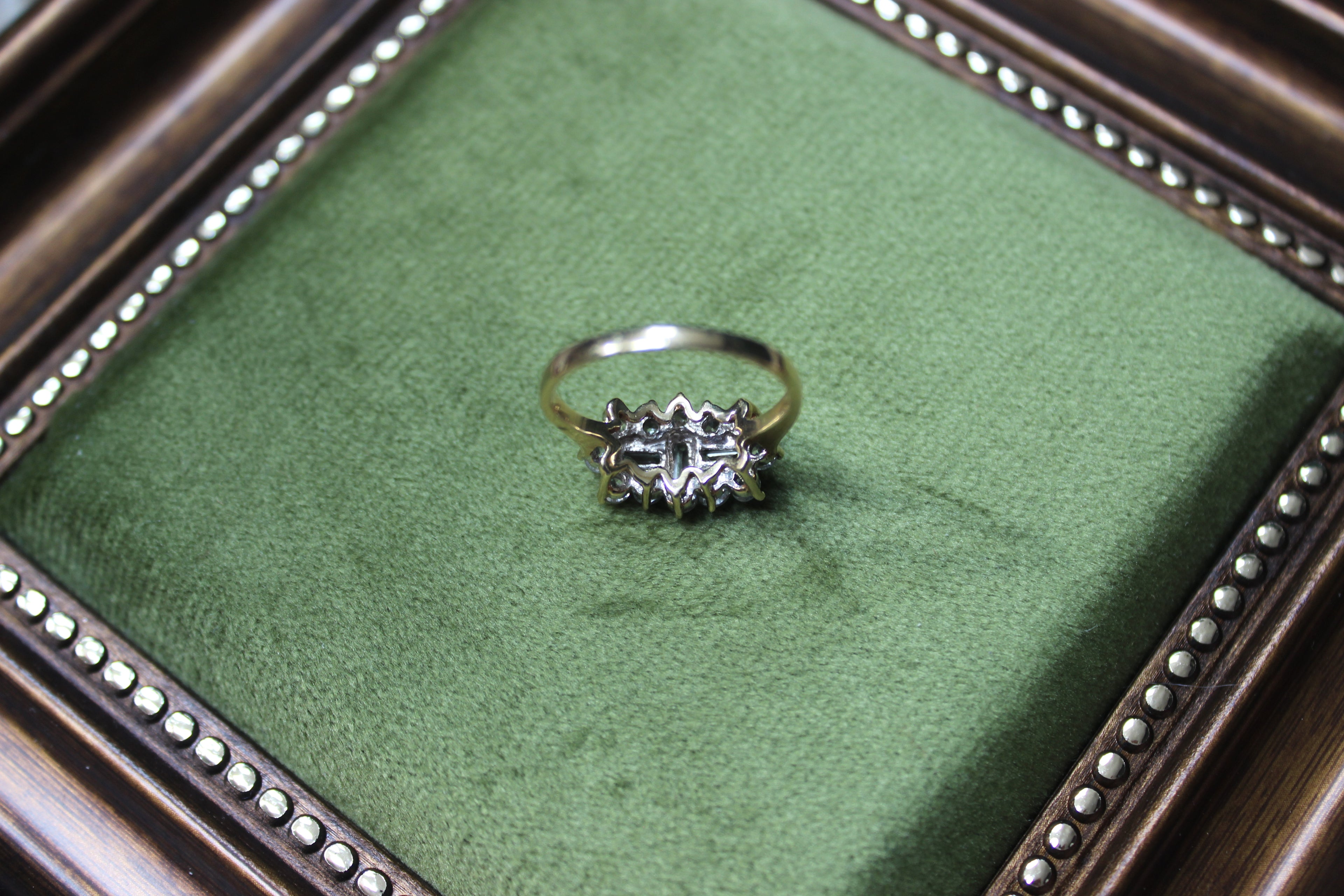 9ct Gold Art Deco Style Dress Ring with White Cubic Zirconia