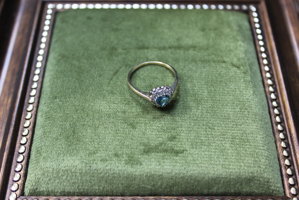 9ct Yellow Gold Heart Cluster Ring with Swiss Topaz & Clear Stones | 375 Hallmark