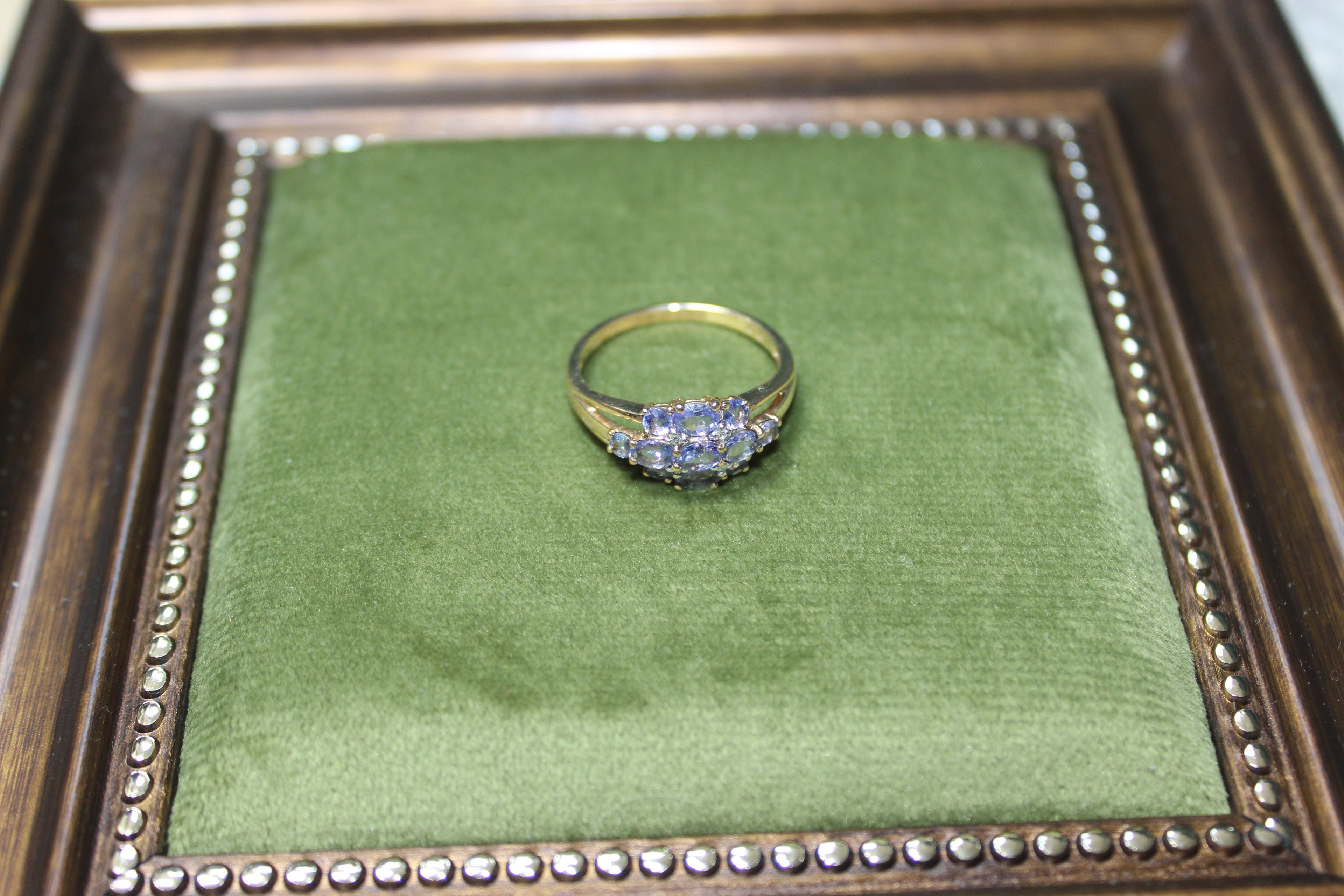 9ct Yellow Gold Amethyst & Cubic Zirconia Cluster Ring