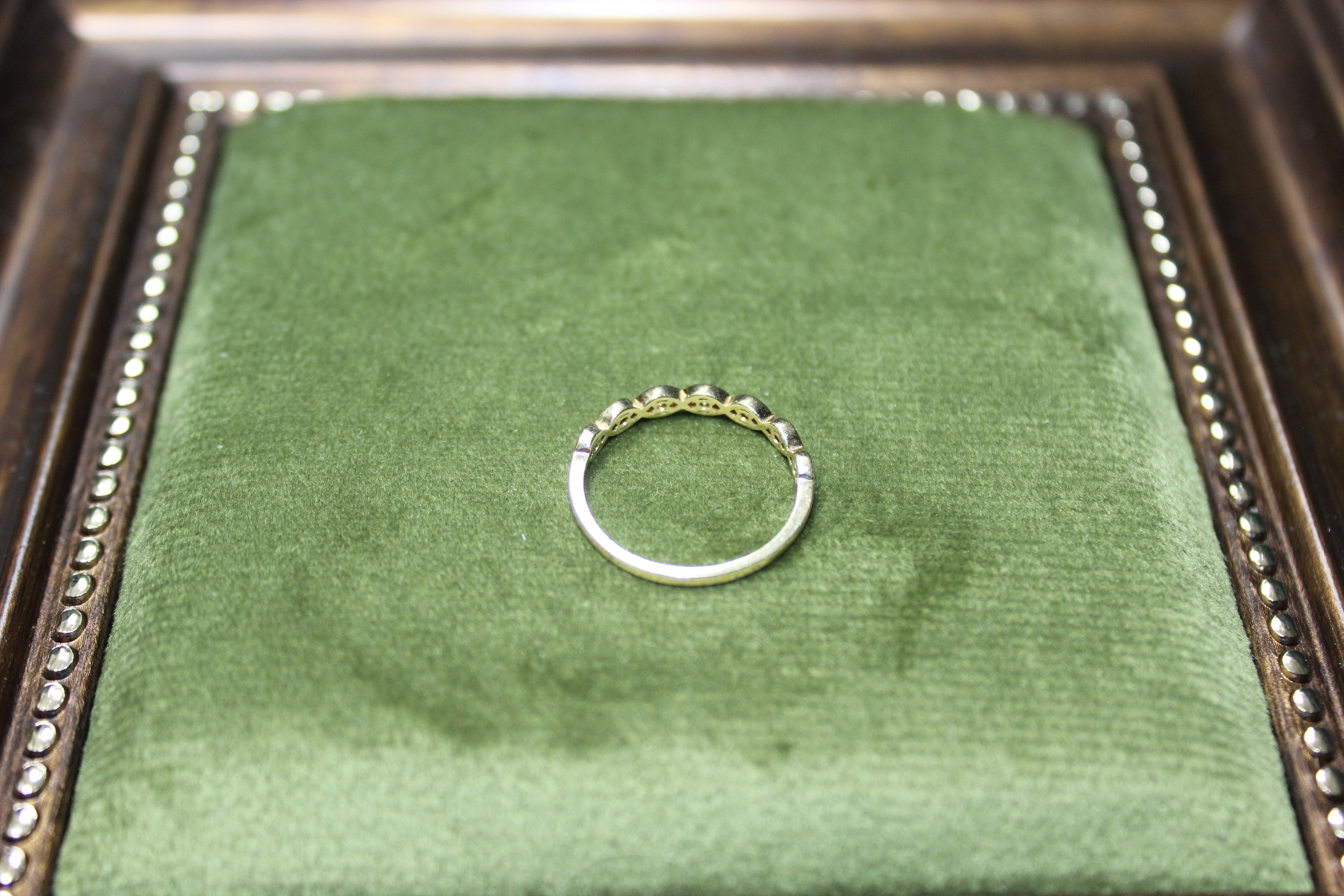 Vintage 9ct Yellow Gold Cubic Zirconia Half Eternity Band Ring