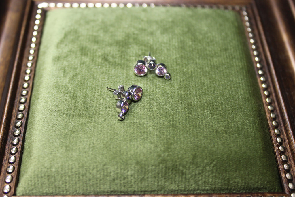 White Gold Amethyst Studs