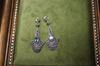 Vintage Sterling Silver Drop Earrings with Blue Stone