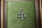 Vintage 9ct Yellow Gold Cross Pendant with Blue Topaz Stones