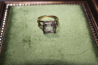 9ct Yellow Gold Large Emerald Cut Amethyst Vintage Ring