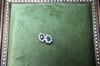 Vintage Flower Stud Earrings with Navy Stone & Cubic Zirconia