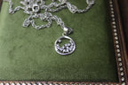 Sterling Silver Rope Chain Necklace with Floating Cubic Zirconia Circle Pendant