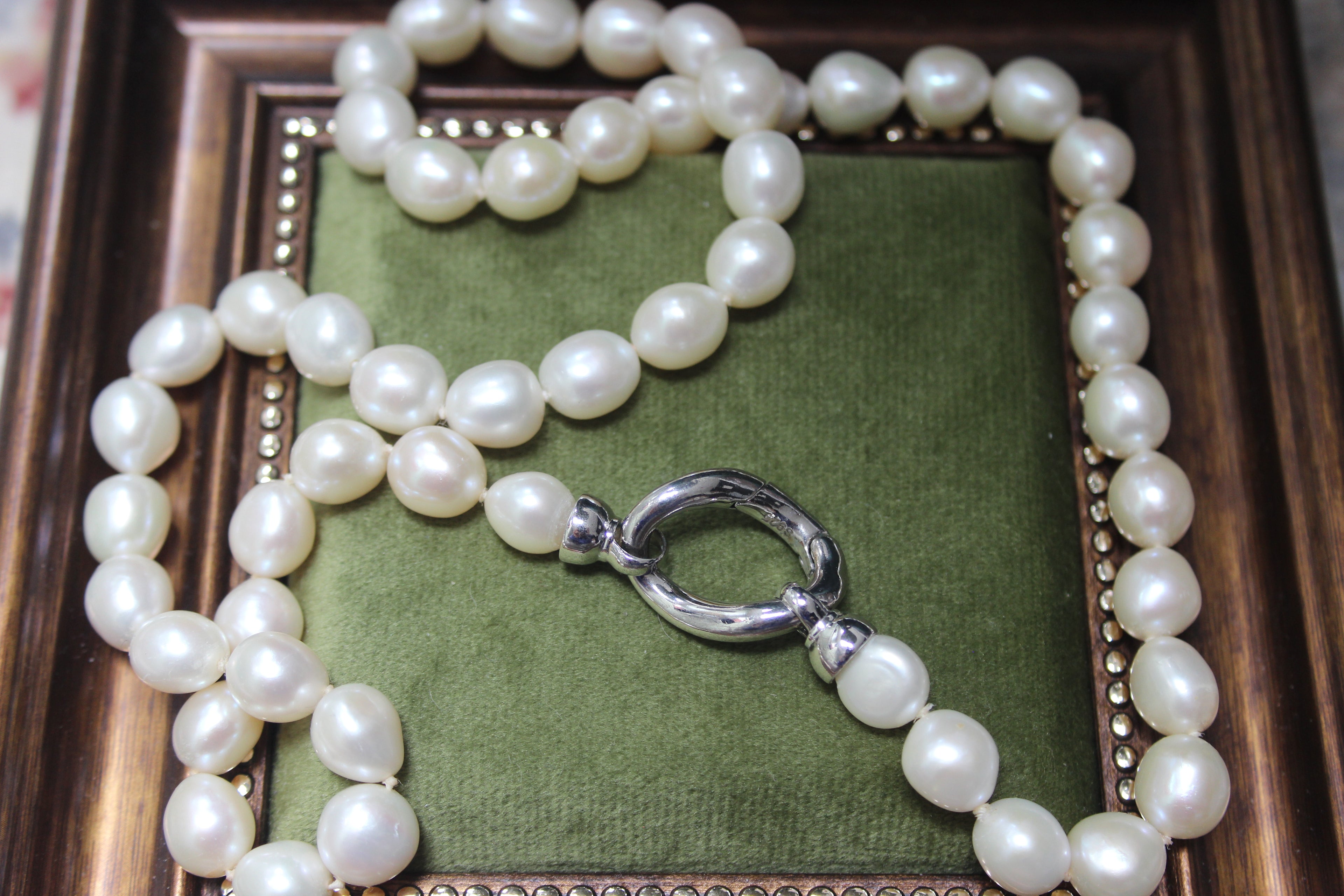 White Freshwater Baroque Pearl Necklace with 925 Silver Clasp