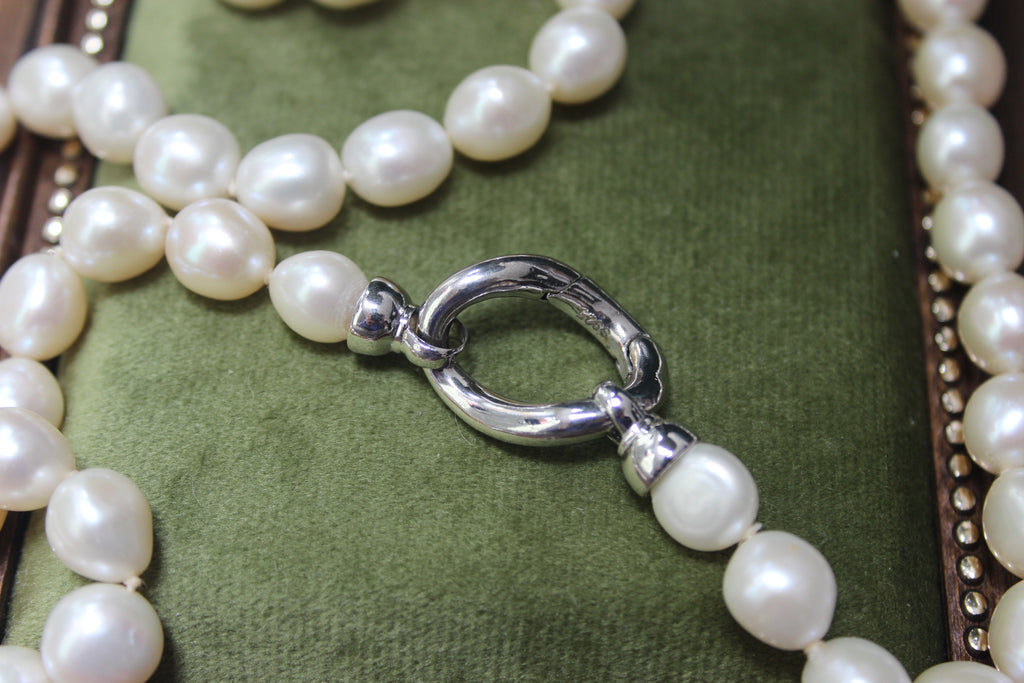 White Freshwater Baroque Pearl Necklace with 925 Silver Clasp