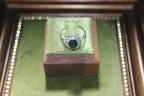 Vintage Silver & 9ct Gold Deep Green Stone Set Ring