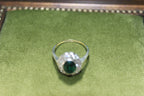 Vintage Silver & 9ct Gold Deep Green Stone Set Ring