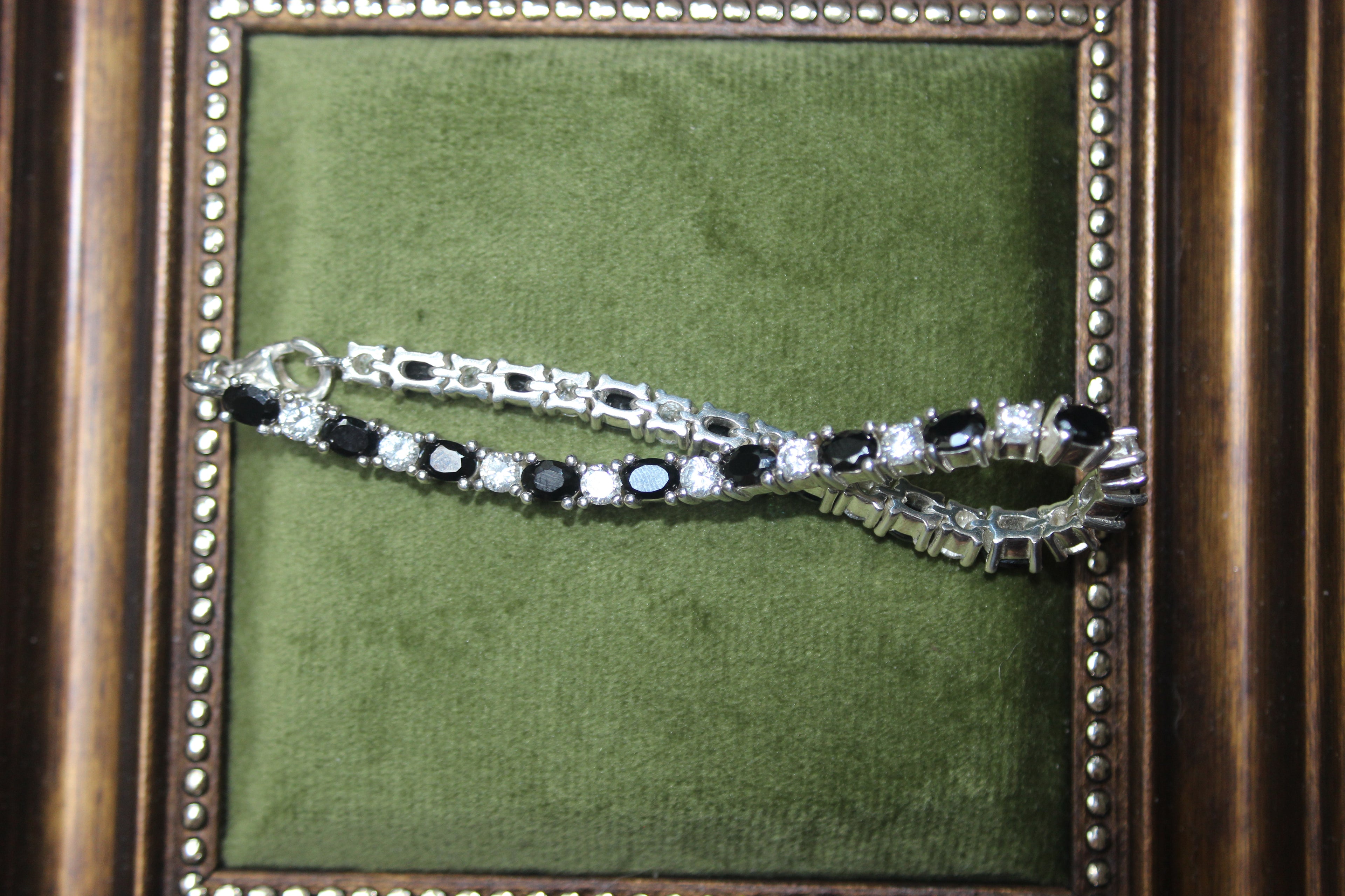 Silver Eternity Bracelet with Black & White Stones