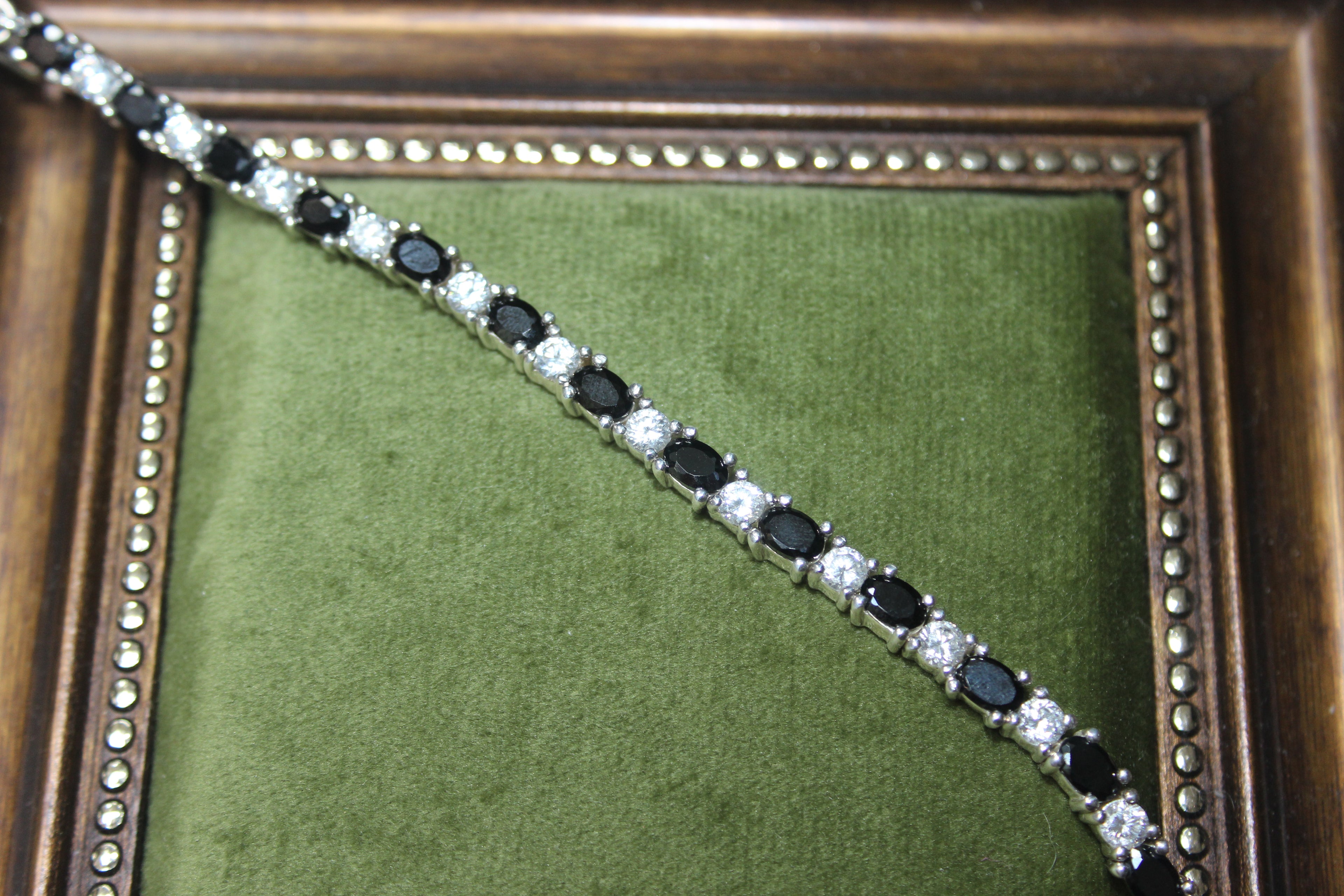 Silver Eternity Bracelet with Black & White Stones