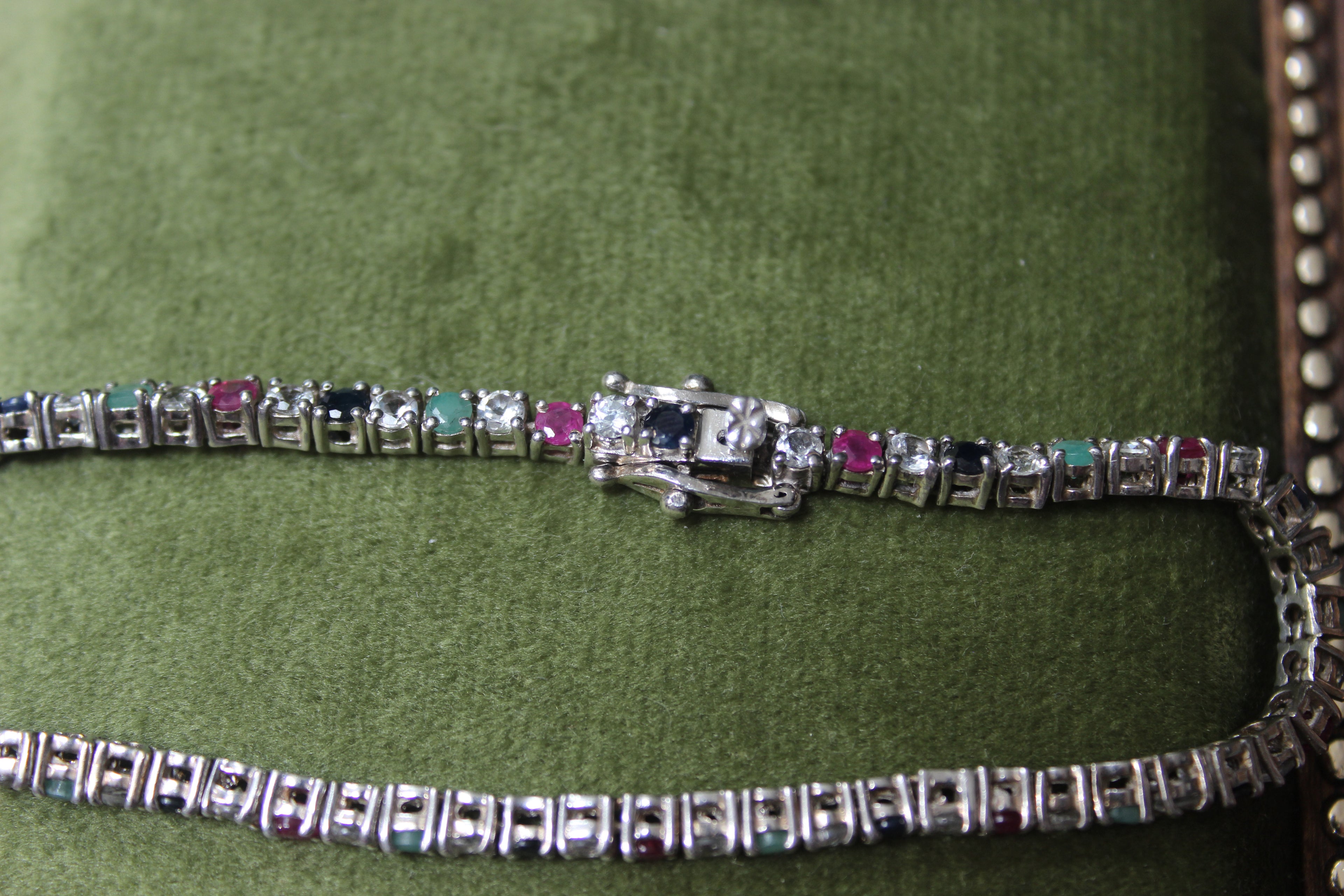 Sterling Silver Tennis Bracelet with Multicolour Stones