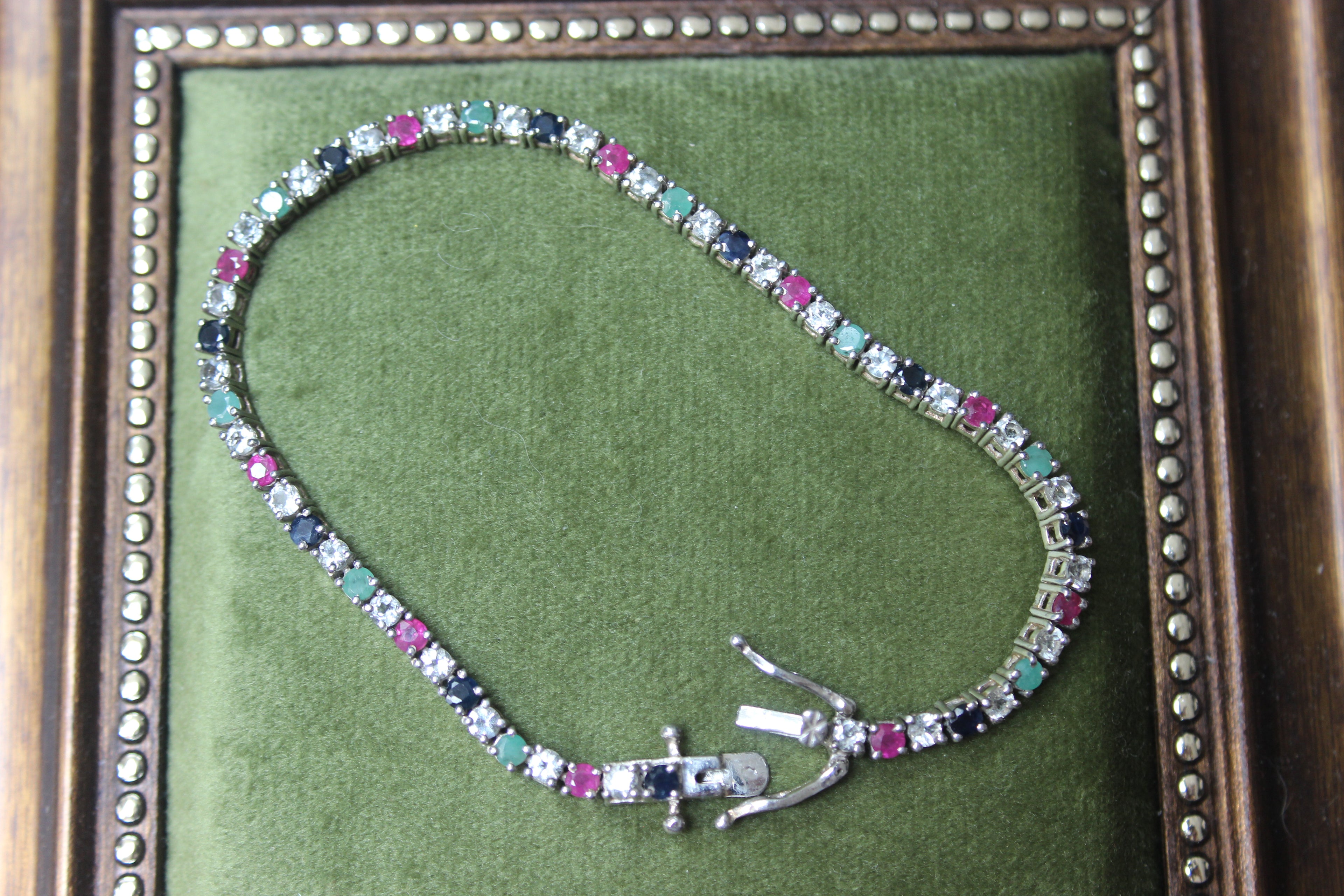 Sterling Silver Tennis Bracelet with Multicolour Stones
