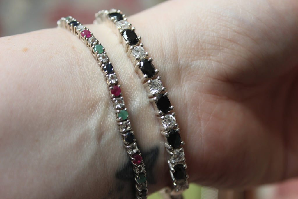 Sterling Silver Tennis Bracelet with Multicolour Stones