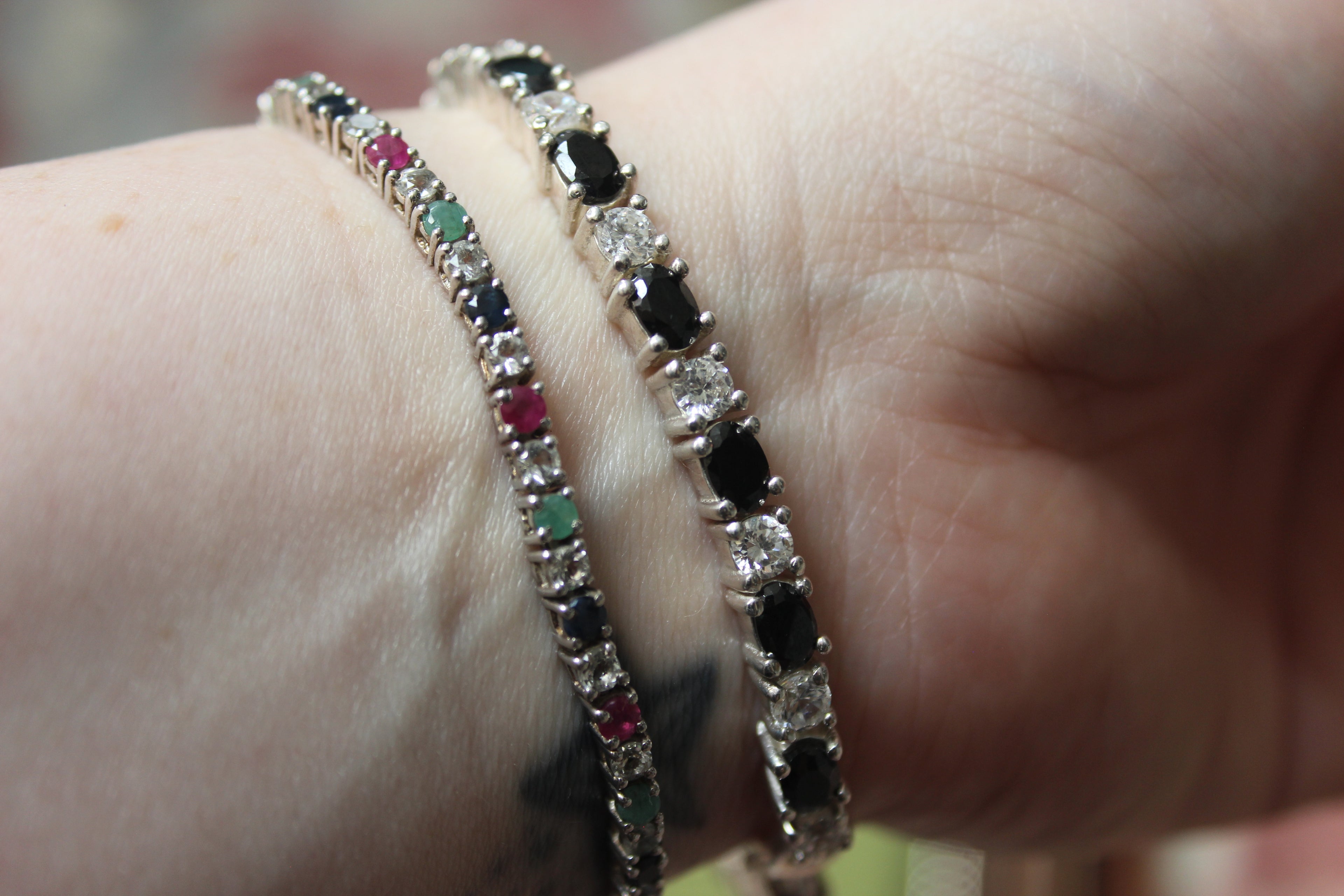 Sterling Silver Tennis Bracelet with Multicolour Stones