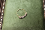 Vintage 9ct Gold Garnet & Clear Stone Half Eternity Ring | Birmingham Hallmarked 1975